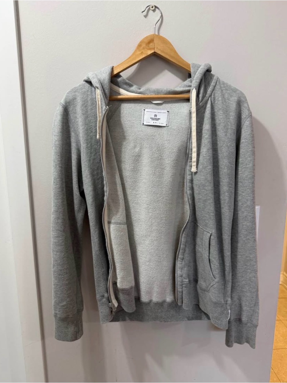 Reigning Champ Grey Zip-Up Hoodie Size Small - Picture 2 of 2